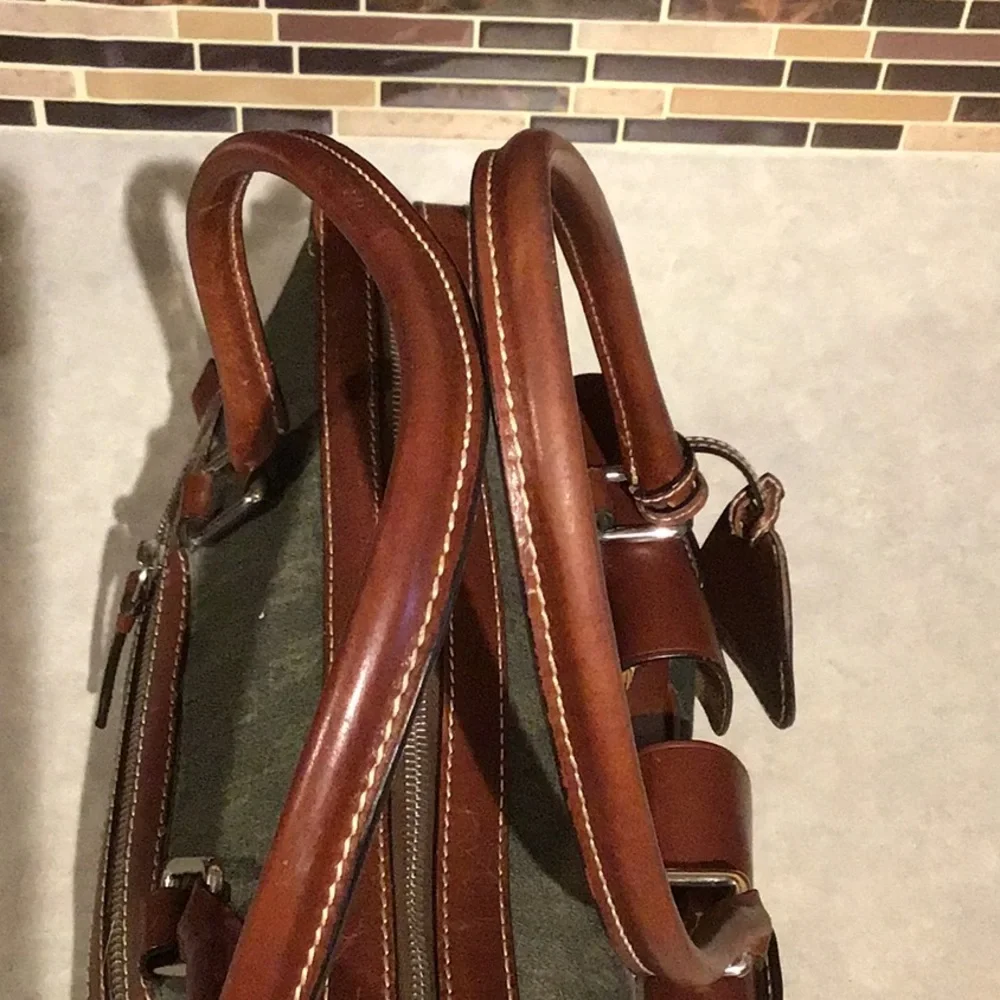 Dooney & Bourke Double Pocket Tote Green Signature Print Anniversary